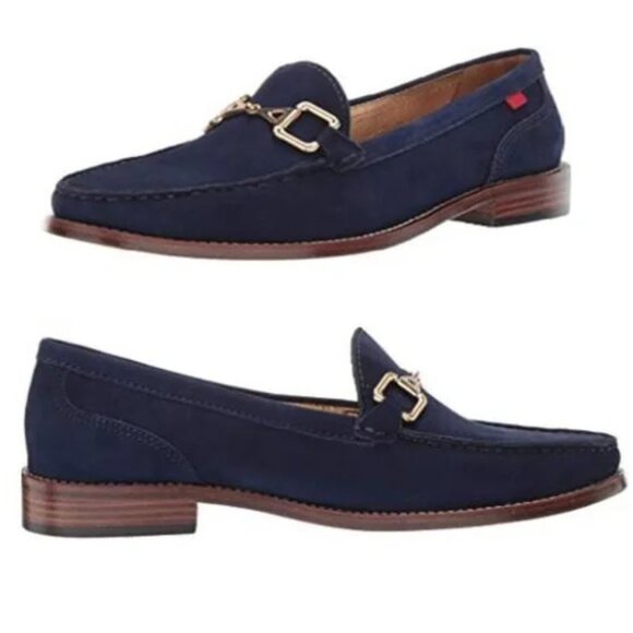 GORGEOUS Marc Joseph Park Ave Fast Blue Nubuck Leather Buckle Loafer - Picture 8 of 8